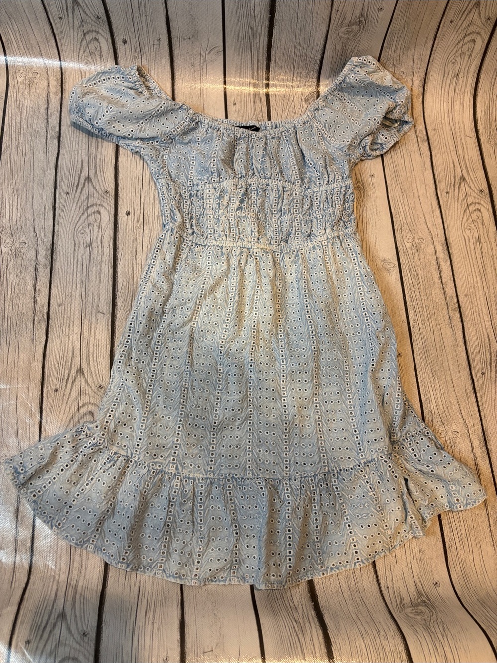 Light Blue Eyelet hand dyed Dress size XS